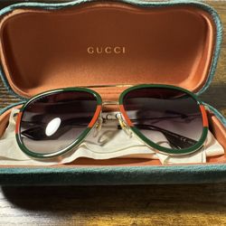 Gucci Red And Green Web Aviators 