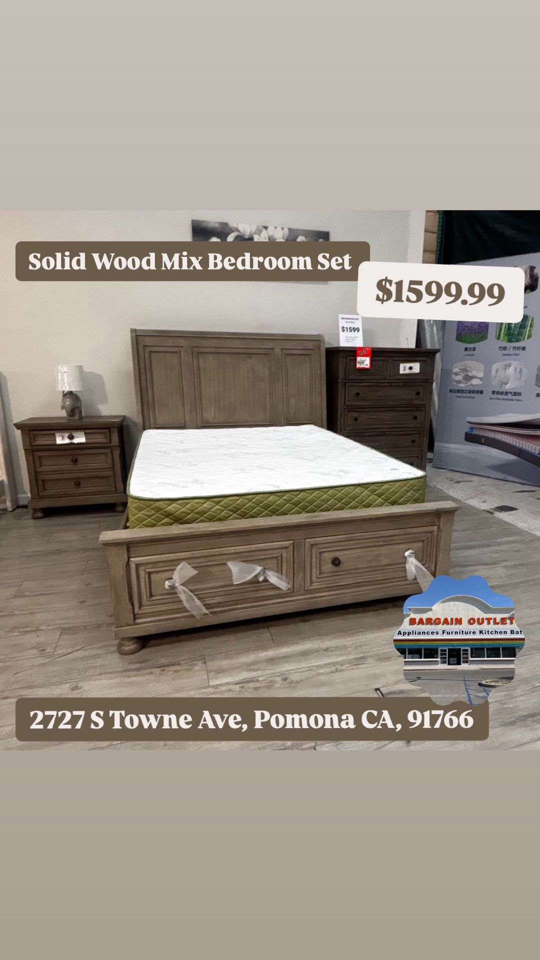 Solid Wood Mix Bedroom Set