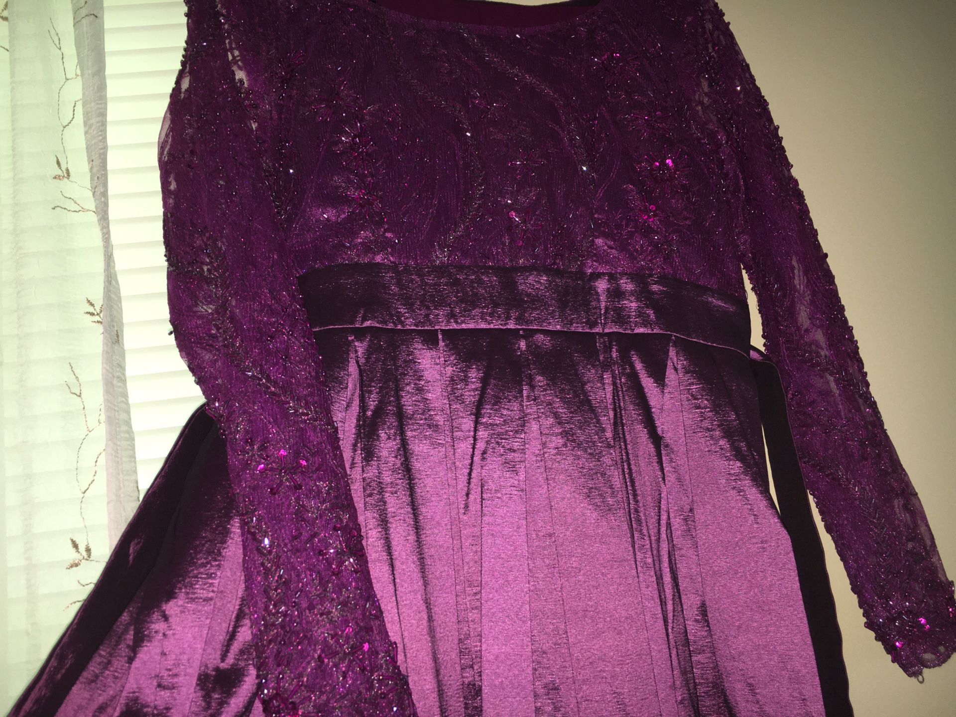 Long sleeve purple maxi custom made dress!
