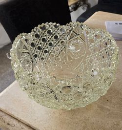 Vintage Glass Punch Bowl Set with 8 Cups