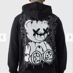 TEDDY BACK GRAPHIC BLACK HOODIE L