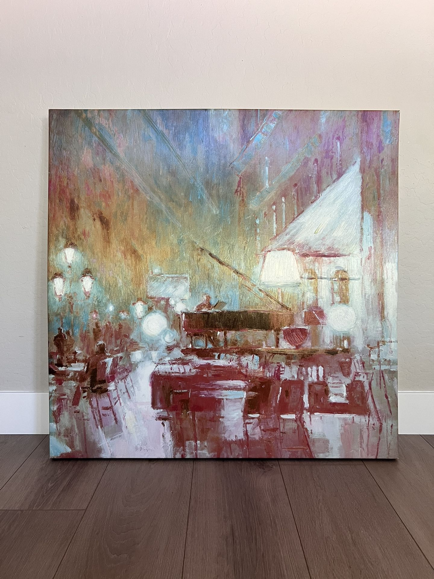 40x40 EXTRA LARGE Outdoor Sceen of a Piano Bar - Z GALLERIE Canvas Wall Art