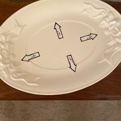 White Ceramic Small Oval Platter 14” X 10” Made In Portugal