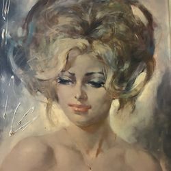Beautiful Blonde  Queen Acrylic Painting - Vintage - Antique