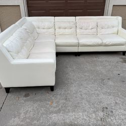 White Leather Sectional Couch