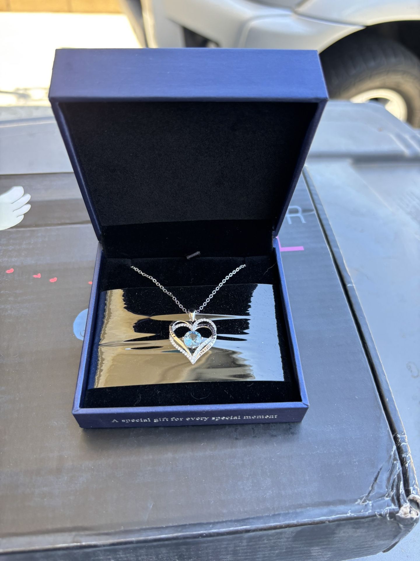 Aquamarine Heart Pendant Necklace