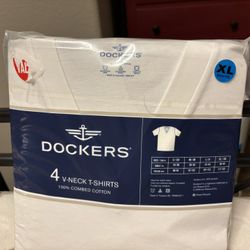 Men’s Dockers V Neck T-shirts 4 Pack 100% Cotton 