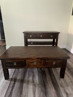 Dark wood living room tables.