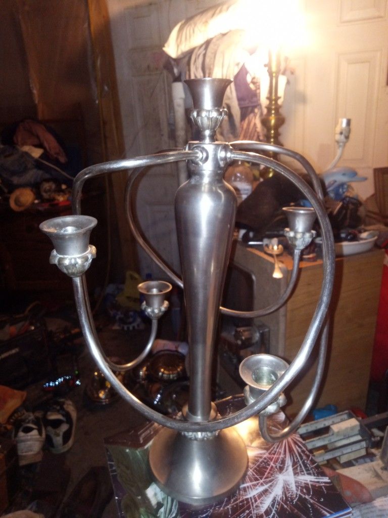 Beautiful Pewter And Brass 5 Arm Candle bra Used Only Once