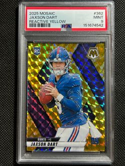 2025 PANINI MOSAIC REACTIVE YELLOW #362 JAXSON DART ROOKIE RC PSA 9 MINT