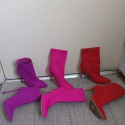 Colored High Heel Boots Size 8