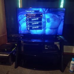 Xbox 360 With TV And TV Stand And Games And Gaming Sofa