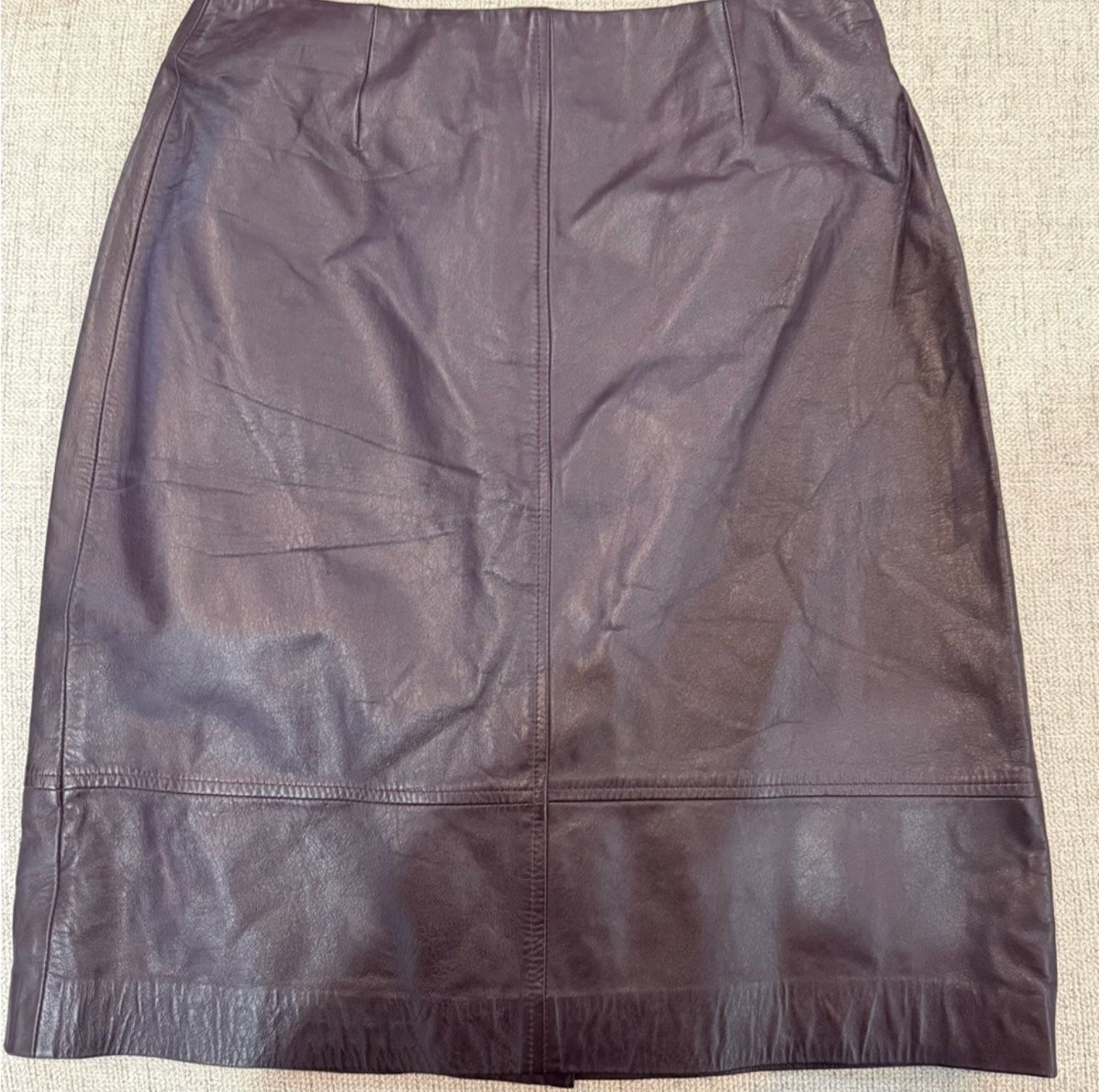 Shanghai Tang dark brown leather skirt XS