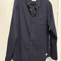Scotch & Soda Pico Bello Navy Striped Shirt SZ XXL