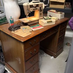 Mid-Century Singer Sewing Machine with desk