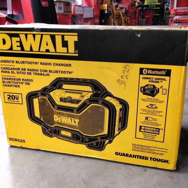 DeWalt 20V MAX Bluetooth Radio with built-in Charger.