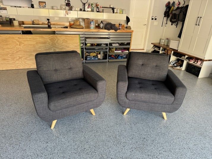 Newbury Upholstered Armchairs in dark gray