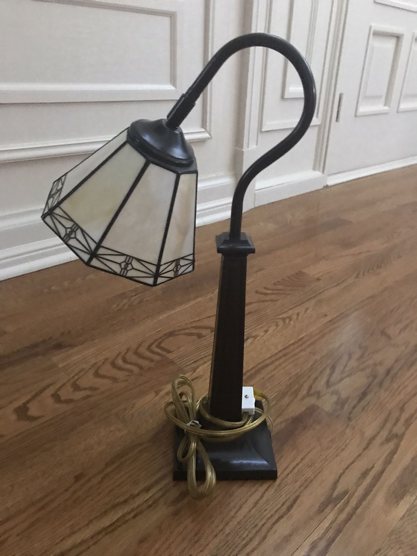 Brushed Bronze Stained Glass Desk Lamp