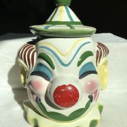 Vintage Sierra Vista California Winking Clown Cookie Jar With Original Lid