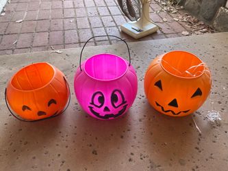 Halloween Pumpkin Trick-or-Treat Buckets Set of 3