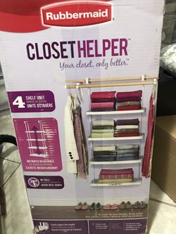 Rubbermaid Closet Helper 4 Shelf Unit Organizer Storage
