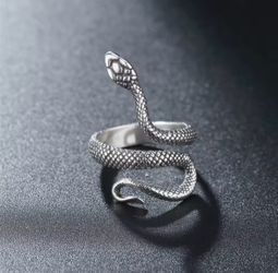 Maria Snake Ring- Antique Silver Adjustable Snake Wrap Ring