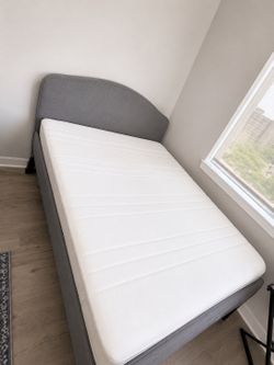 IKEA HAUGA Queen Bed Frame + HAUGESUND Queen Mattress – Great Condition