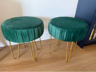 Velvet green accent ottoman or vanity stool