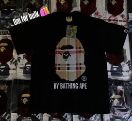 Black Burberry X bape tee size L