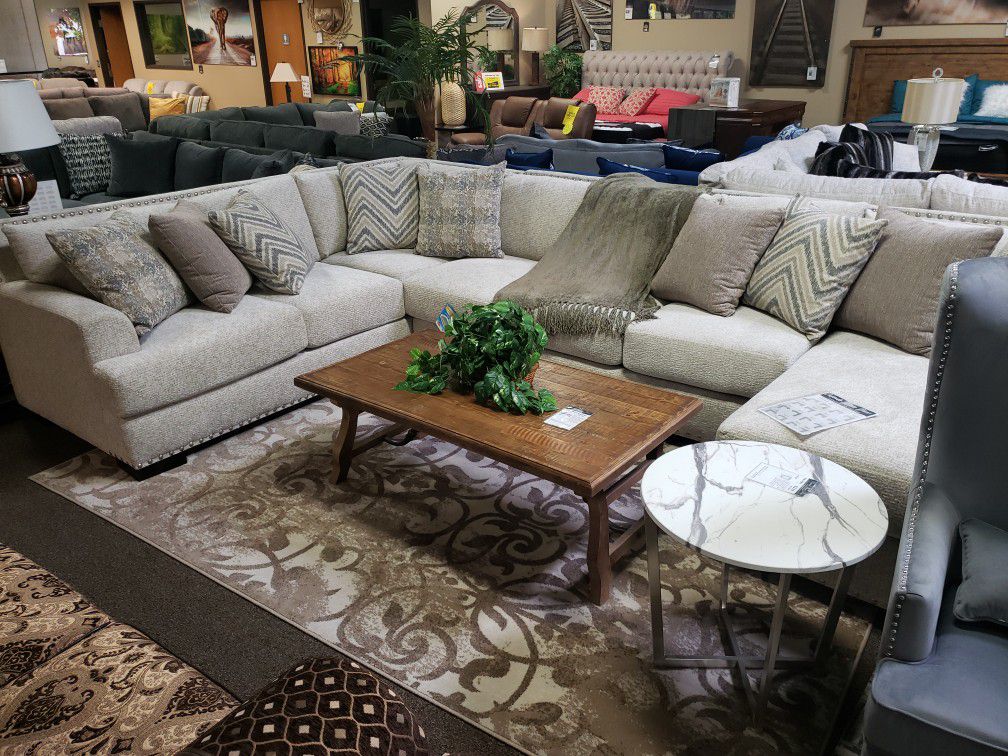 White Fabric Sectional 