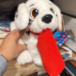 Disney 101 Dalmatians Plush Figet Dog Tug O War W Blanket 9" 1996 Mattel