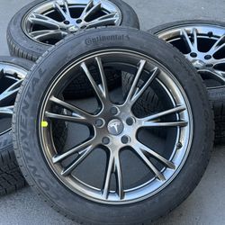 19” Tesla Model Y Factory Wheels And Tires New OEM Gemini Rims Continental