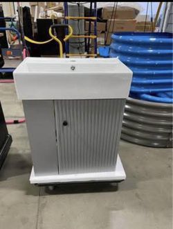 Assembled New Floating Bathroom Vanity with Sink Combo 22" Wall Mounted Cabinet with Wood Stripes