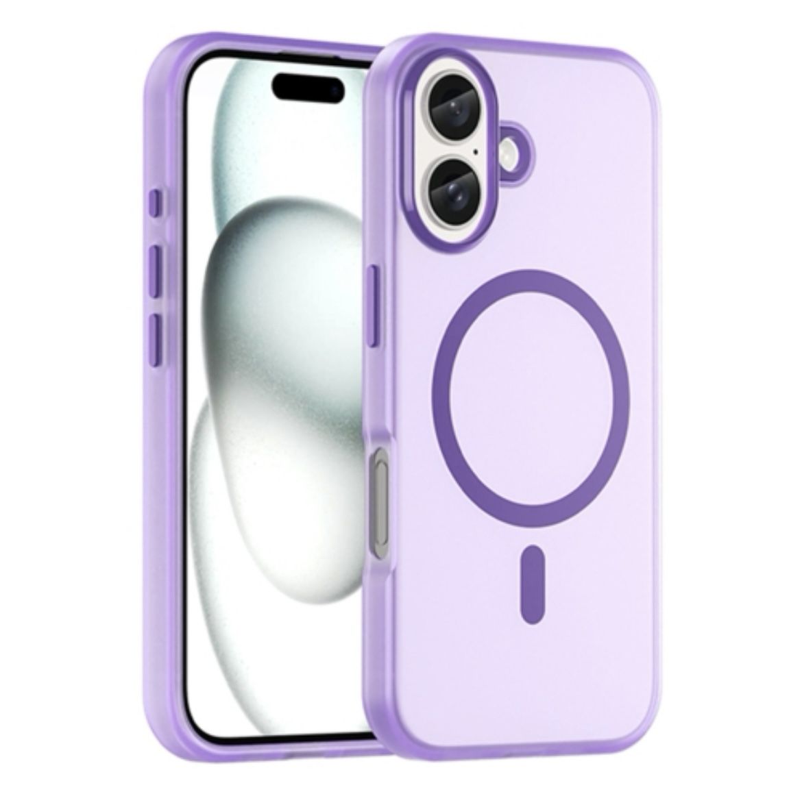 iPhone 16 MagSafe Frosted Translucent TPU + PC Full Coverage Phone Case(Dark Purple)