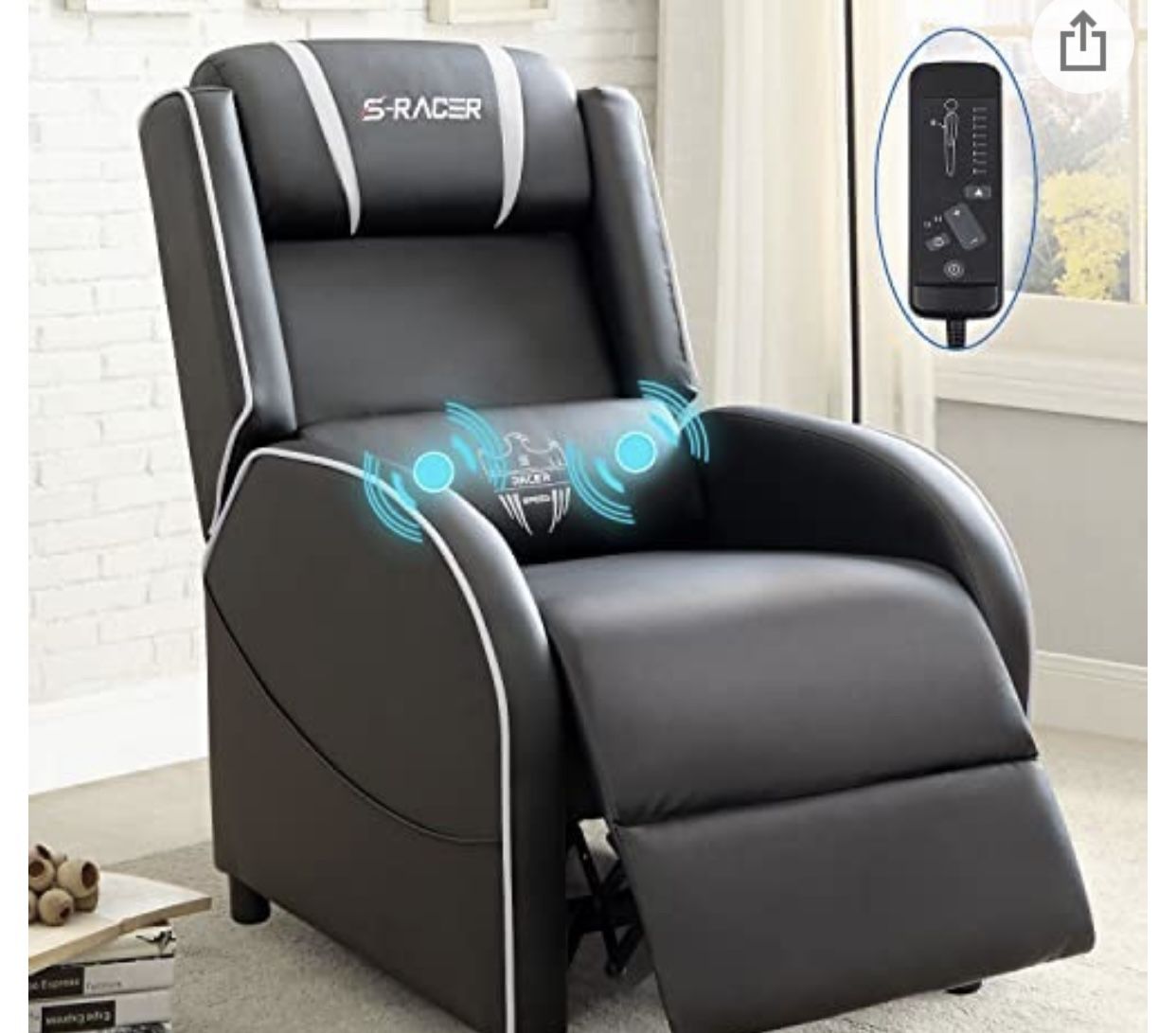 Homall Gaming Recliner Chair Racing Style Single Living Room Sofa Recliner PU Leather Recliner Seat Home Theater Seating