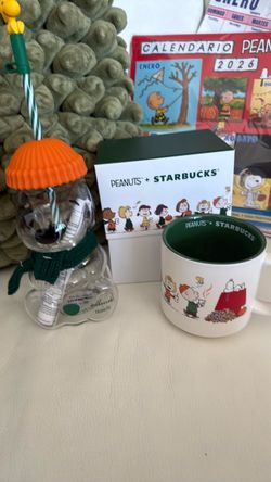 Starbucks snoopy glass and mug (both)