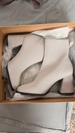 Silver Knit Sock Boots Size 6