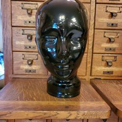 Vintage Black Glass Head