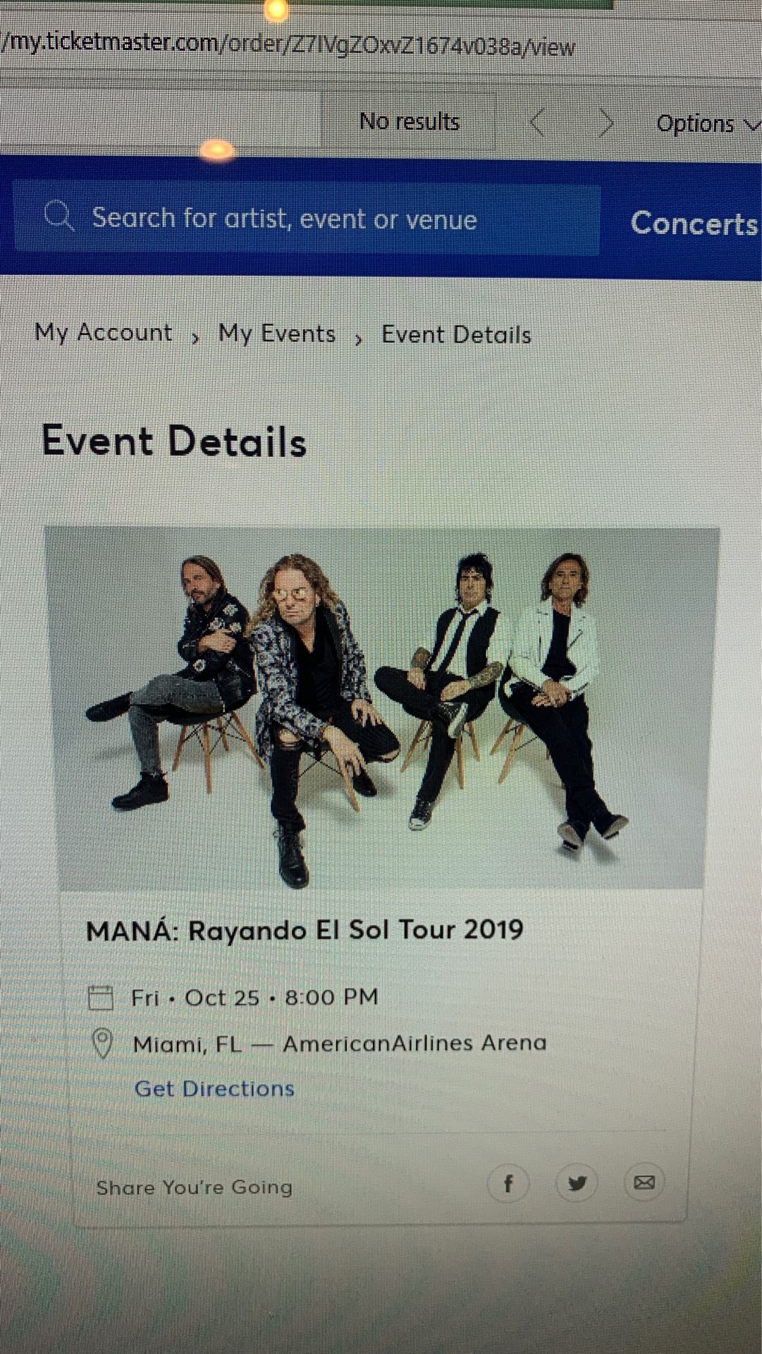 Mana concert tickets for oct 25