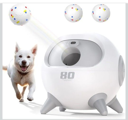 uahpet Automatic Ball Launcher for Dog with Obstacle Detection, 4 Adjustable Distances Ball Thrower Launcher for Medium & Large Dogs with 2 Balls (2.5