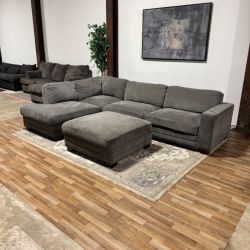 Gray Cotsco Sectional Sofa with Ottoman 🚛 Delivery Available