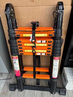 Telescoping Extension Ladder Orange and Black