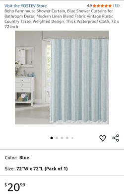 Farmhouse Shower Curtain With Tassels