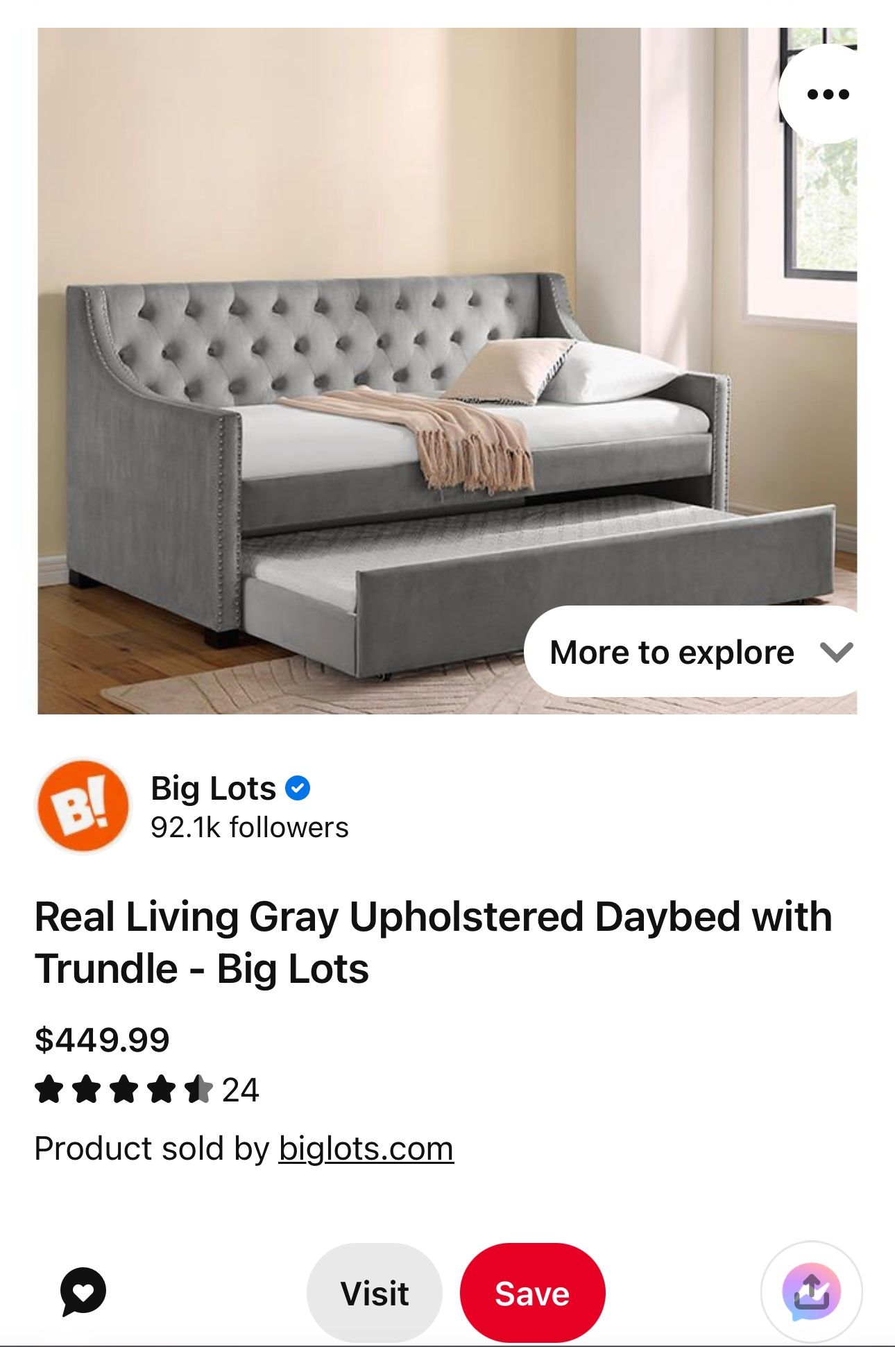 Real Living Gray Upholstered Daybed with Trundle