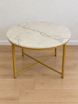 Round Marble Top Coffee Table Gold Base