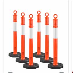 RoadHero 45 Inch Orange Delineator Post With Base, 6 Pack