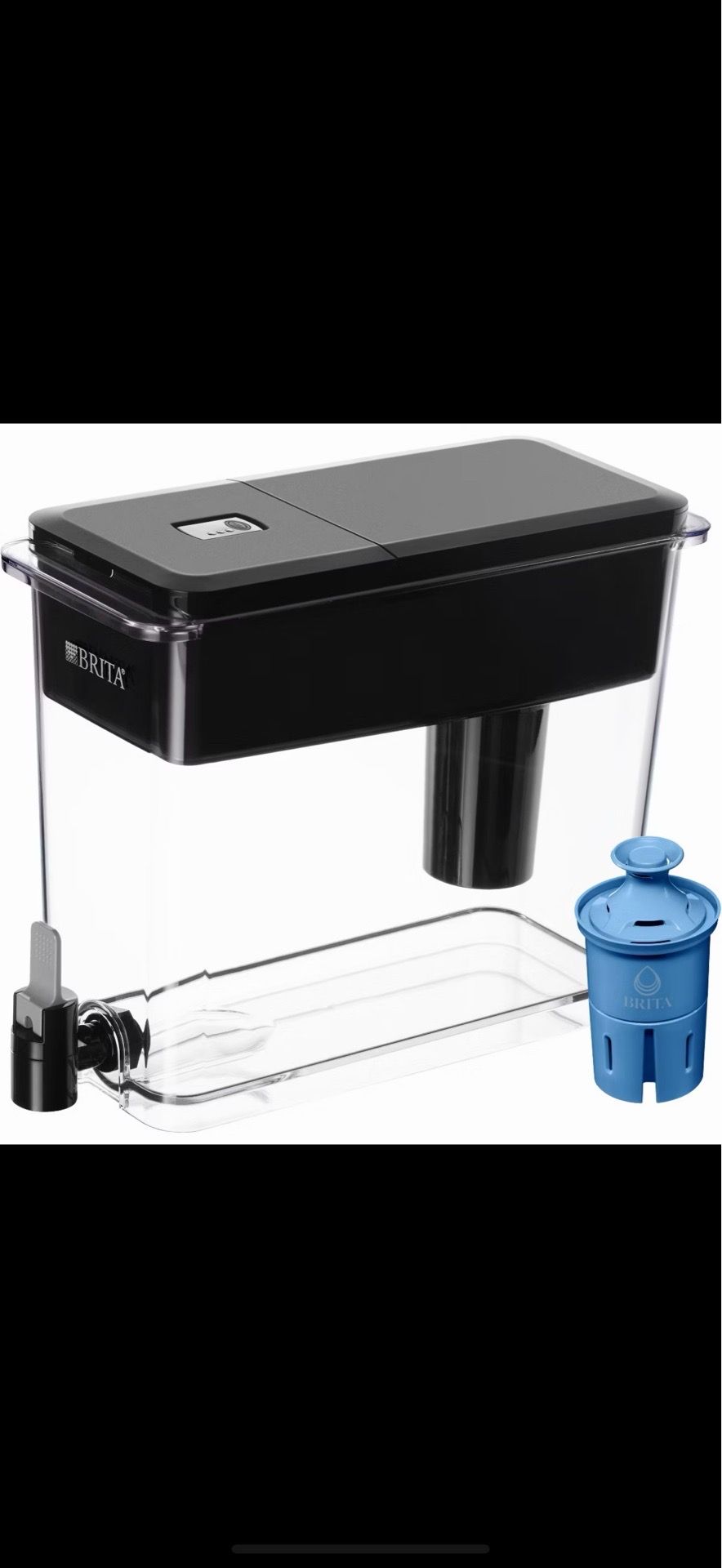 New in box Brita Extra Large 27-Cup Countertop Filtered Water Black Dispenser