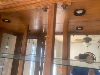 Wood and Glass Display Cabinet with Lights