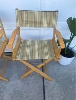 Green Vintage Director Chairs Foldable Cloth Fabric