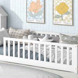Twin Size Bed For Kids In White 
